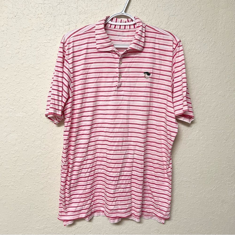 B. Draddy Polo Shirt Men’s Pink Striped Golf Performance Stretch Size M